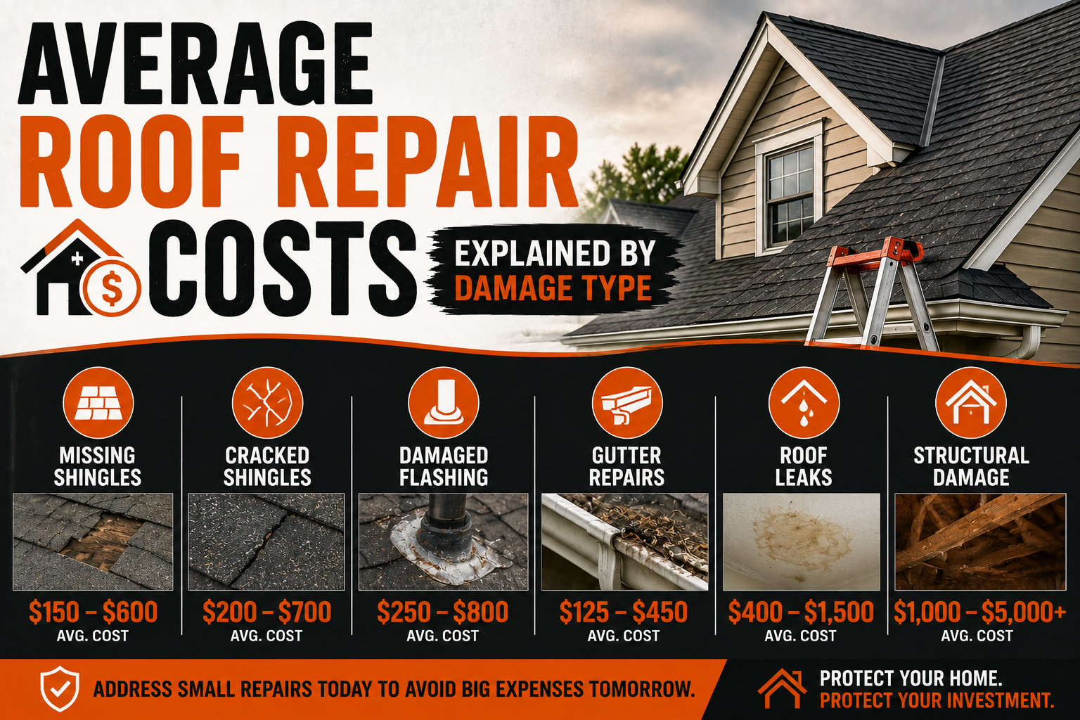 Average Roof Repair Costs Explained by Damage Type