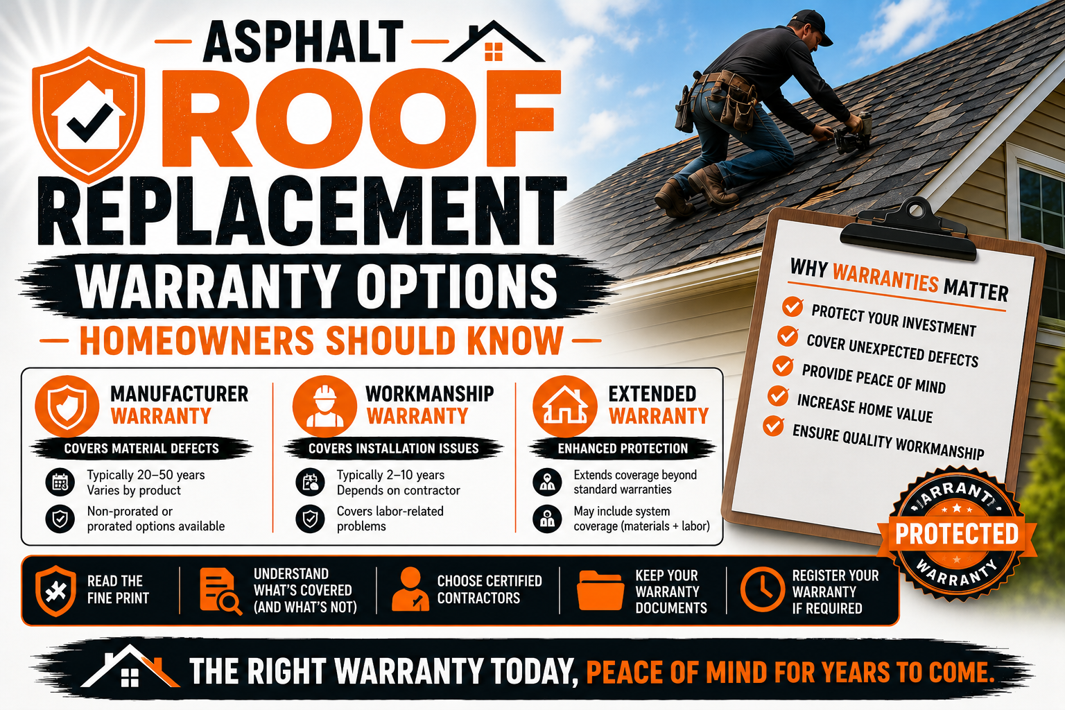 Asphalt Roof Replacement Warranty Options Homeowners Should Know