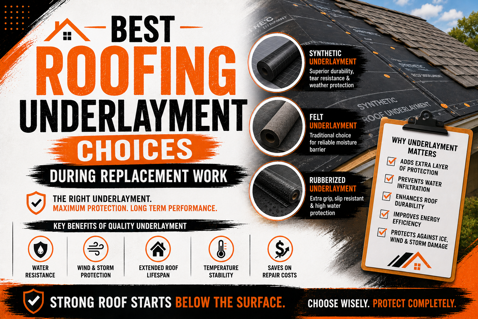 Best Roofing Underlayment Choices During Replacement Work