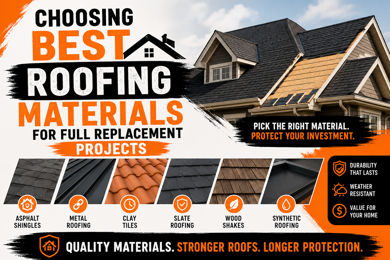 Choosing Best Roofing Materials for Full Replacement Projects