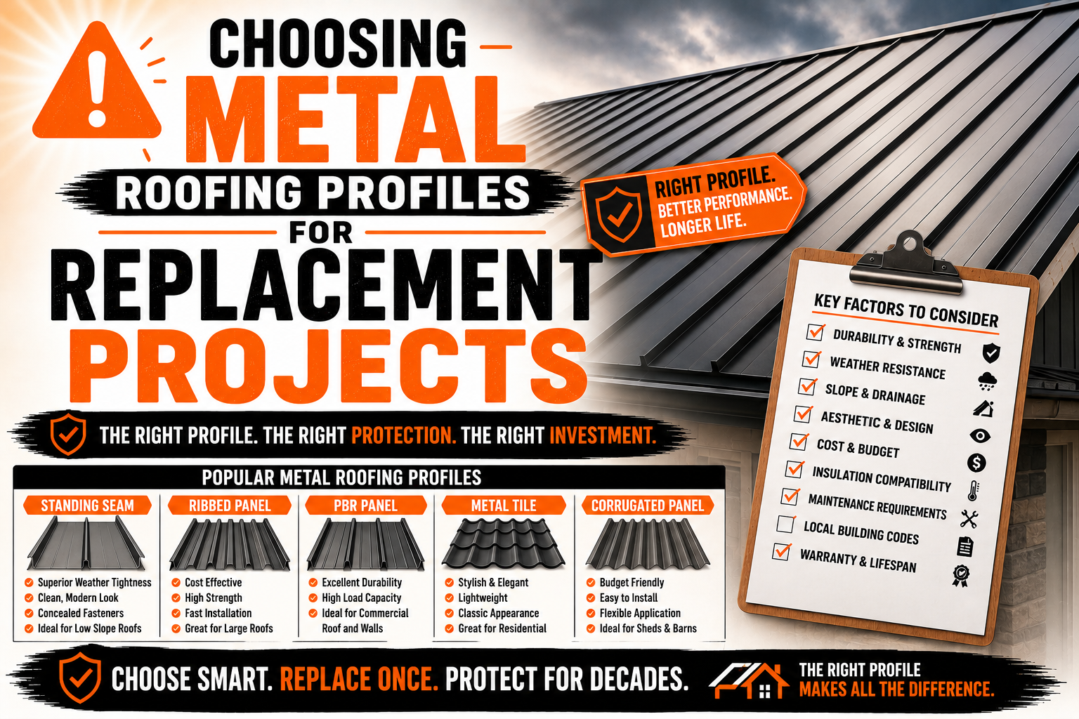 Choosing Metal Roofing Profiles for Replacement Projects