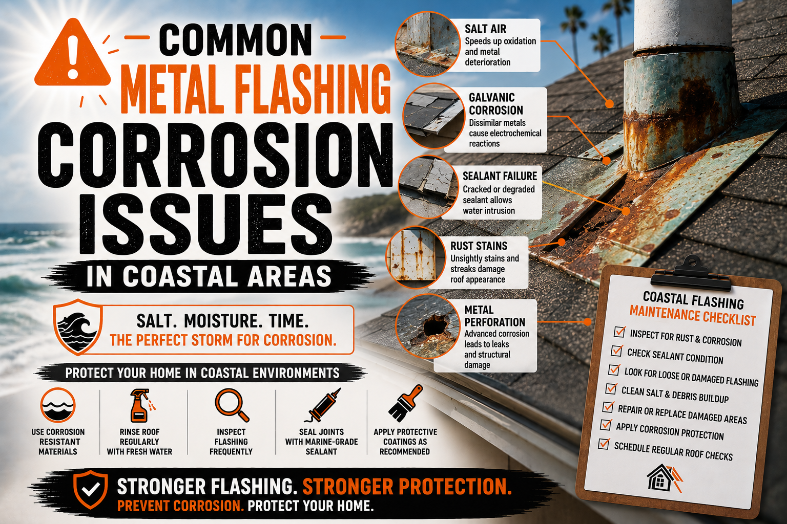 Common Metal Flashing Corrosion Issues in Coastal Areas