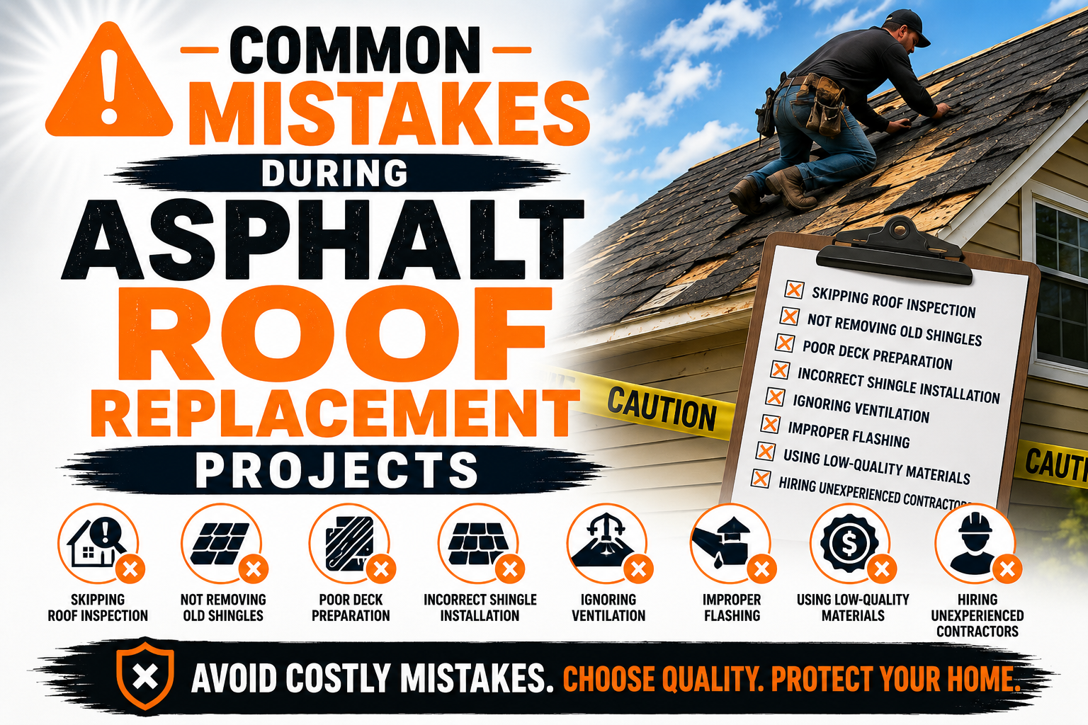 Common Mistakes During Asphalt Roof Replacement Projects