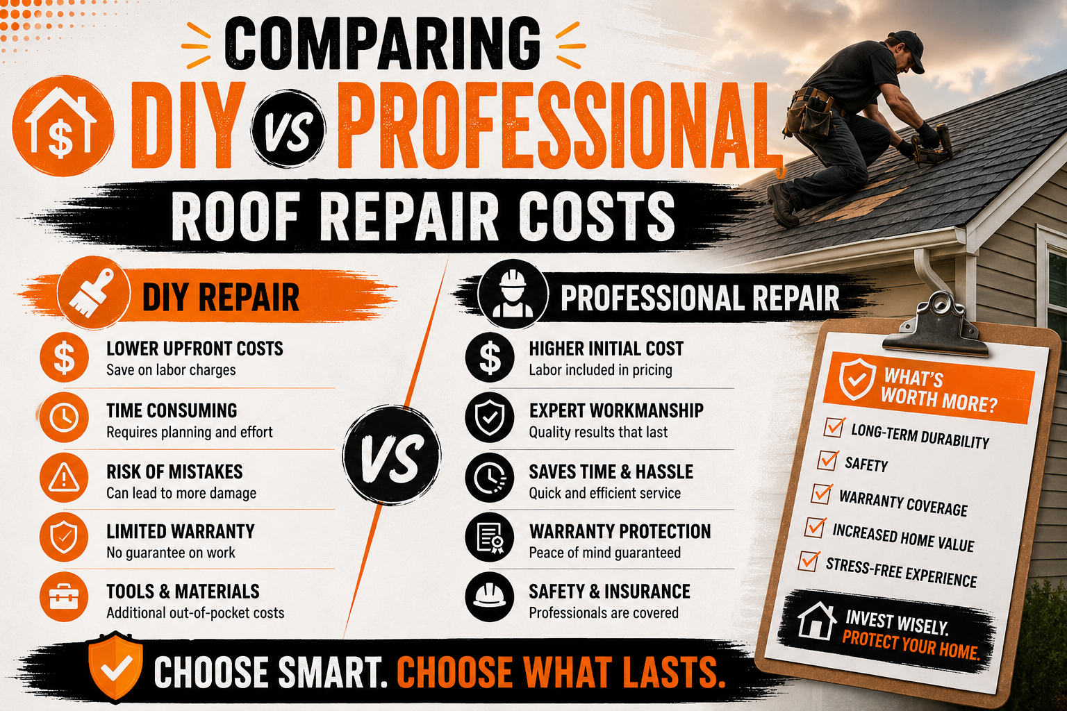Comparing DIY vs Professional Roof Repair Costs