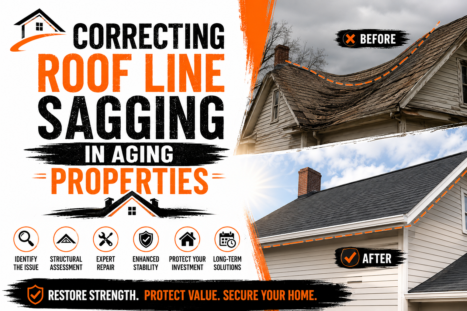 Correcting Roof Line Sagging in Aging Properties