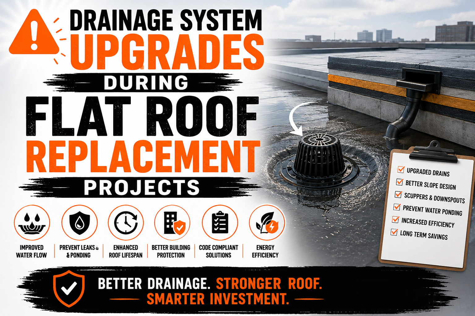 Drainage System Upgrades During Flat Roof Replacement Projects