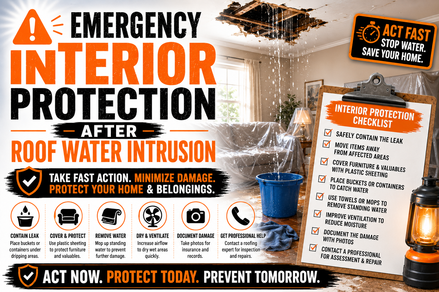 Emergency Interior Protection After Roof Water Intrusion
