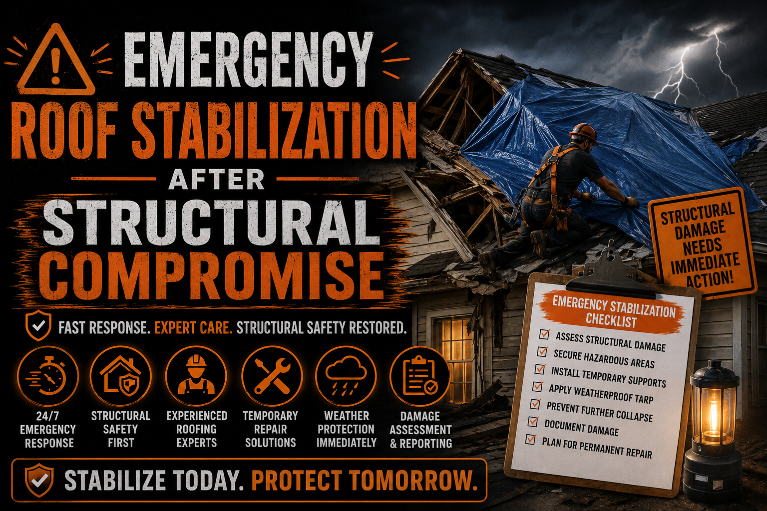 Emergency Roof Stabilization After Structural Compromise