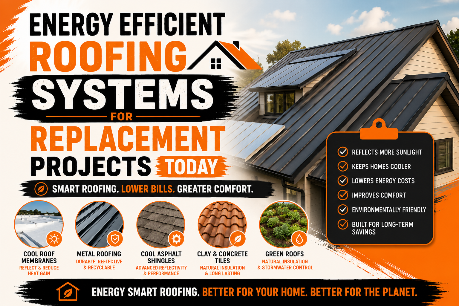 Energy Efficient Roofing Systems for Replacement Projects Today
