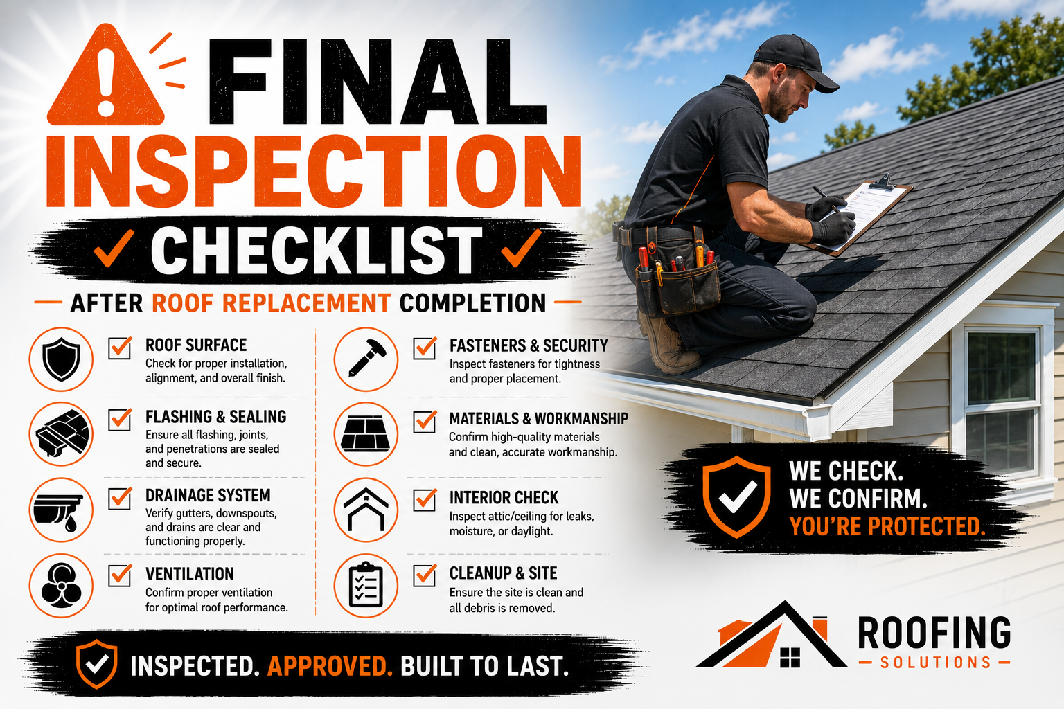 Final Inspection Checklist After Roof Replacement Completion