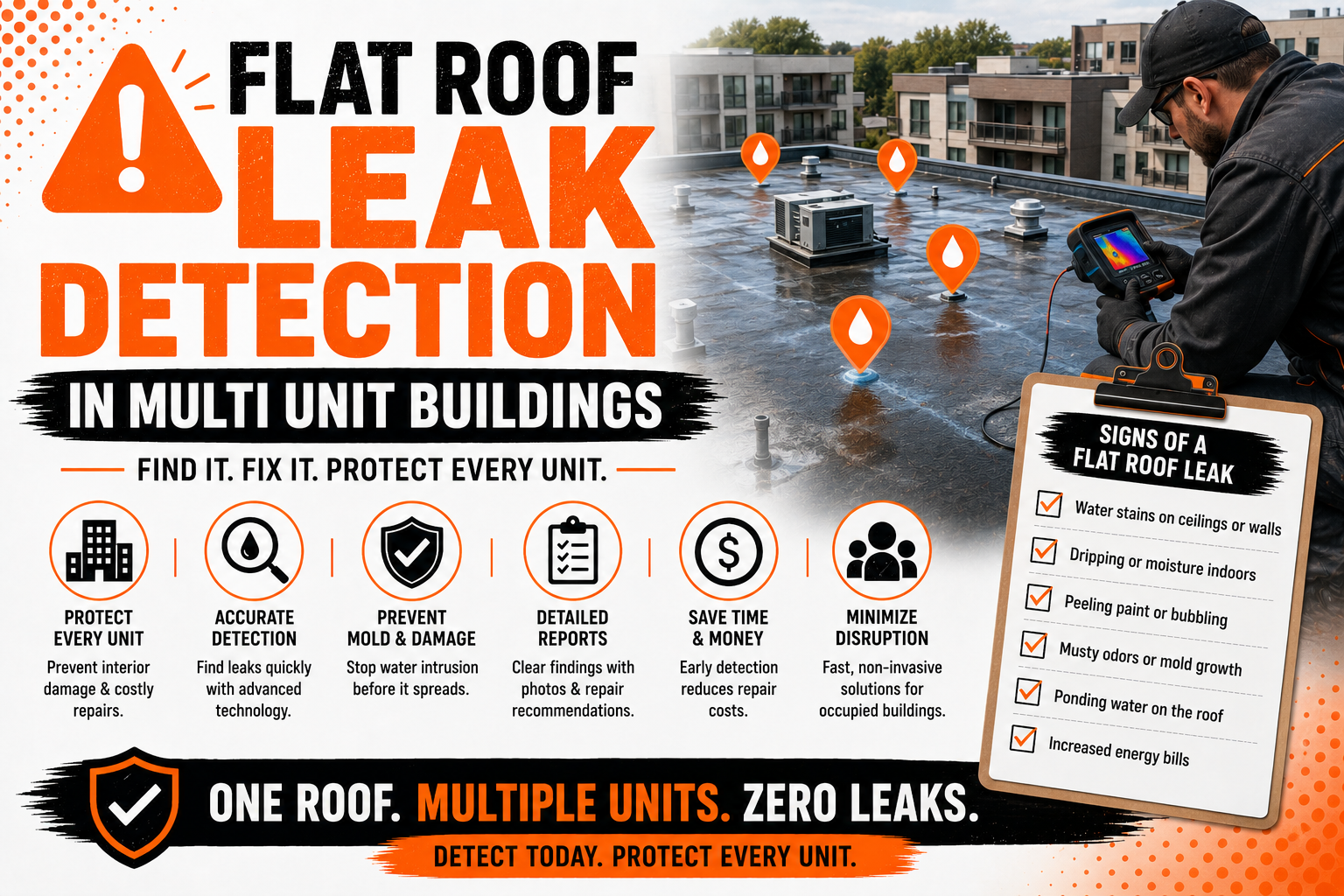 Flat Roof Leak Detection in Multi Unit Buildings