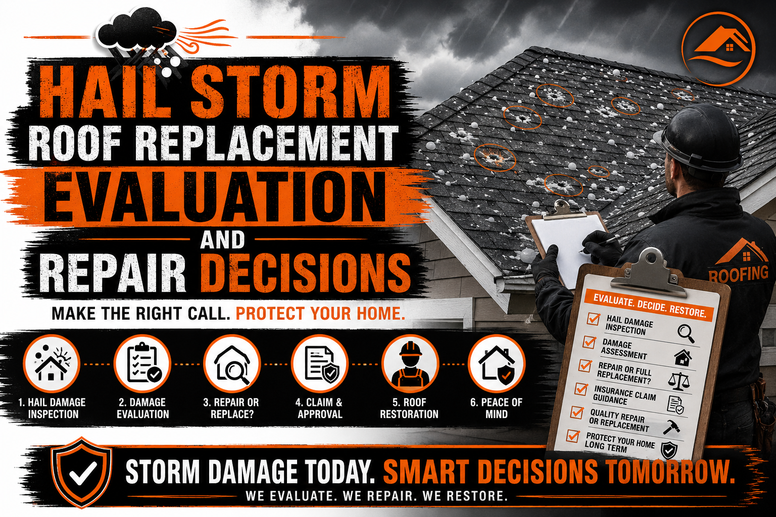 Hail Storm Roof Replacement Evaluation and Repair Decisions