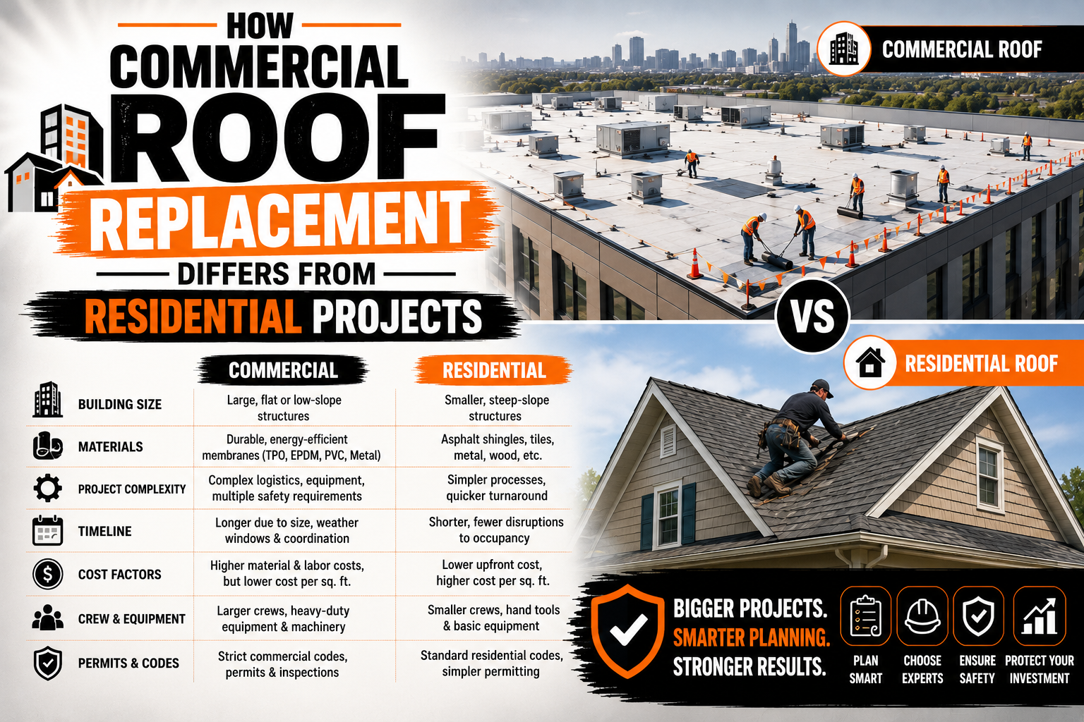How Commercial Roof Replacement Differs From Residential Projects