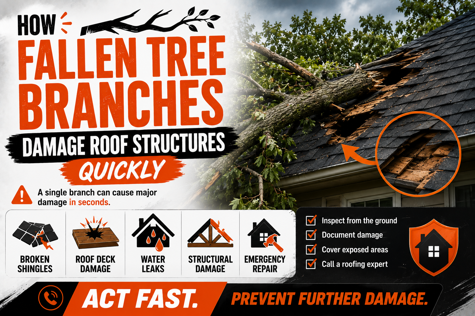 How Fallen Tree Branches Damage Roof Structures Quickly