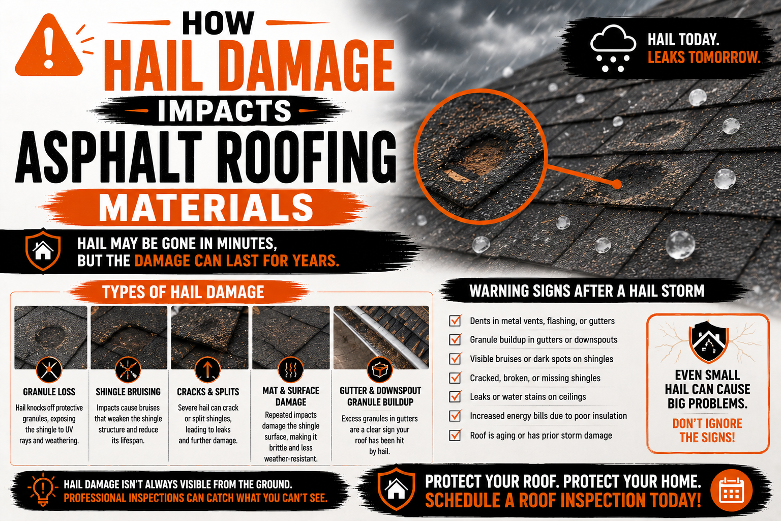 How Hail Damage Impacts Asphalt Roofing Materials