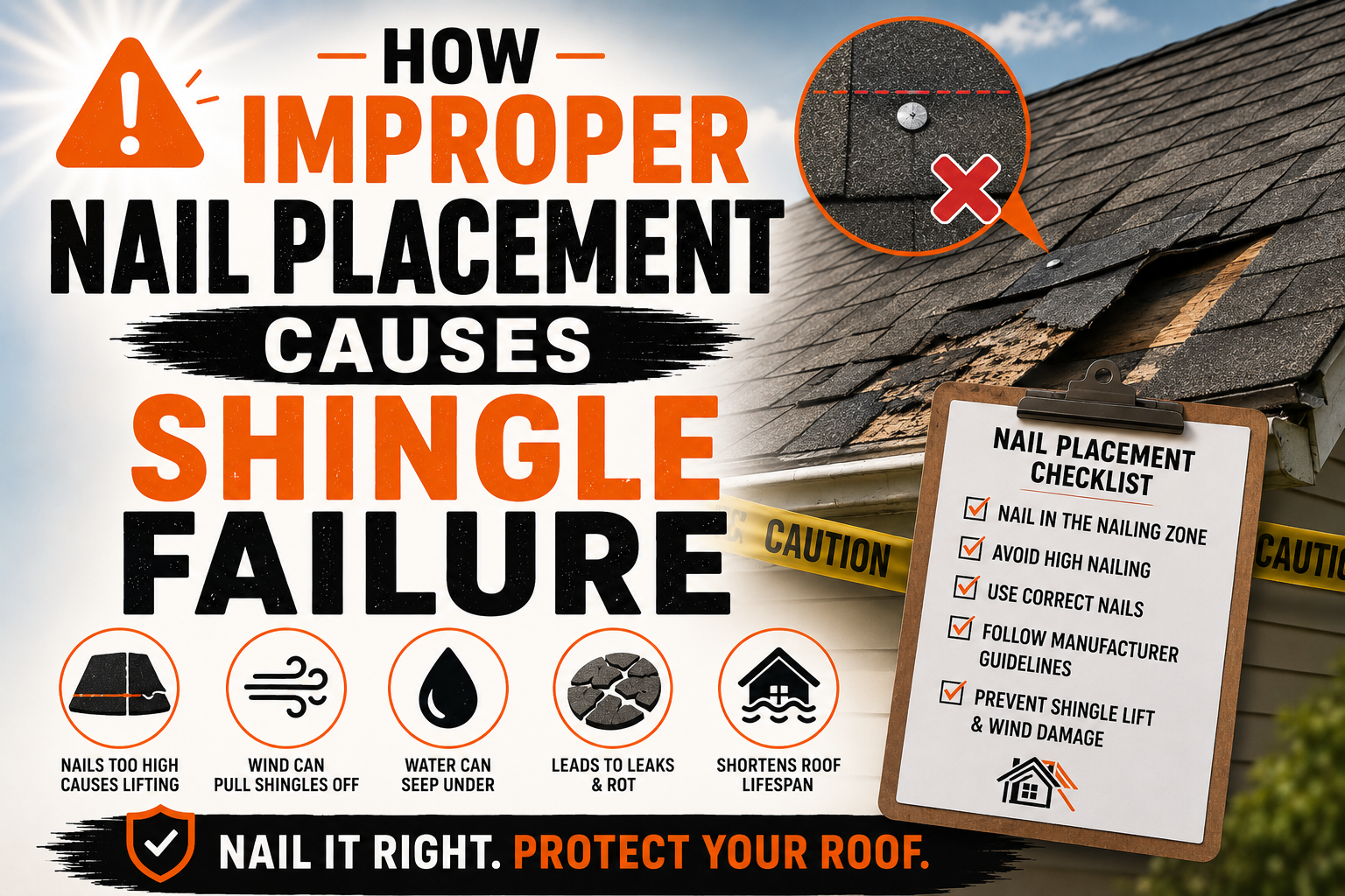 How Improper Nail Placement Causes Shingle Failure