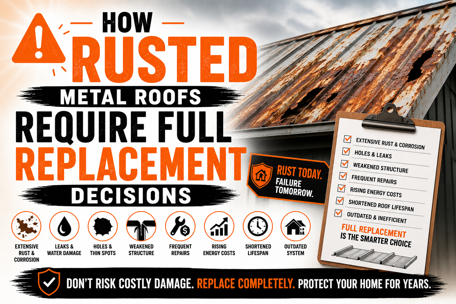How Rusted Metal Roofs Require Full Replacement Decisions