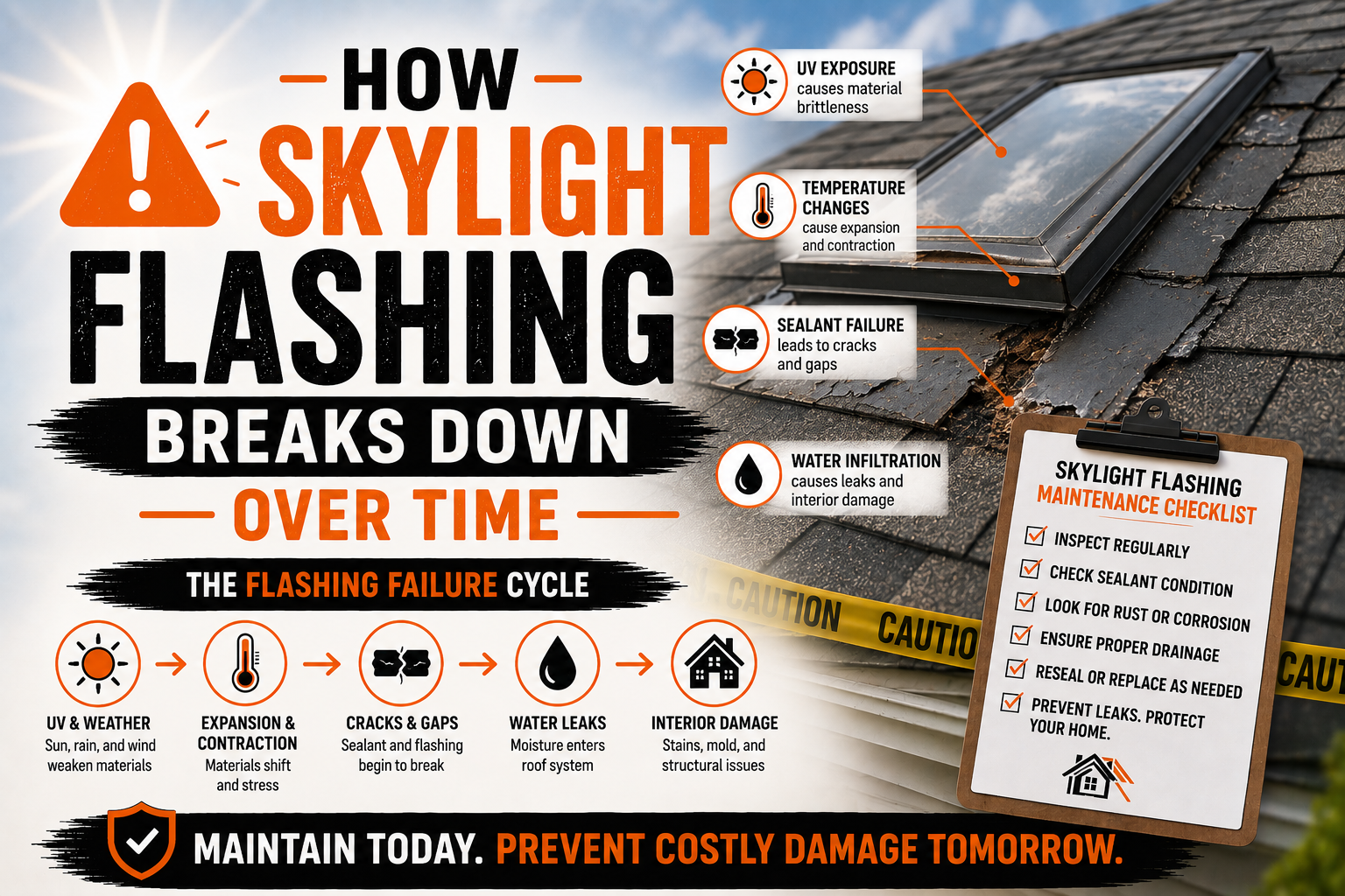 How Skylight Flashing Breaks Down Over Time