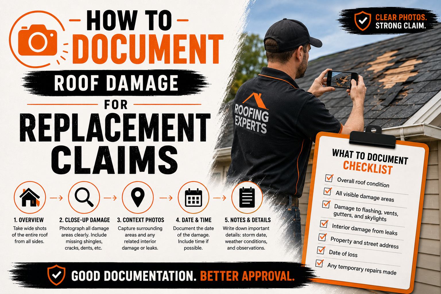 How to Document Roof Damage for Replacement Claims