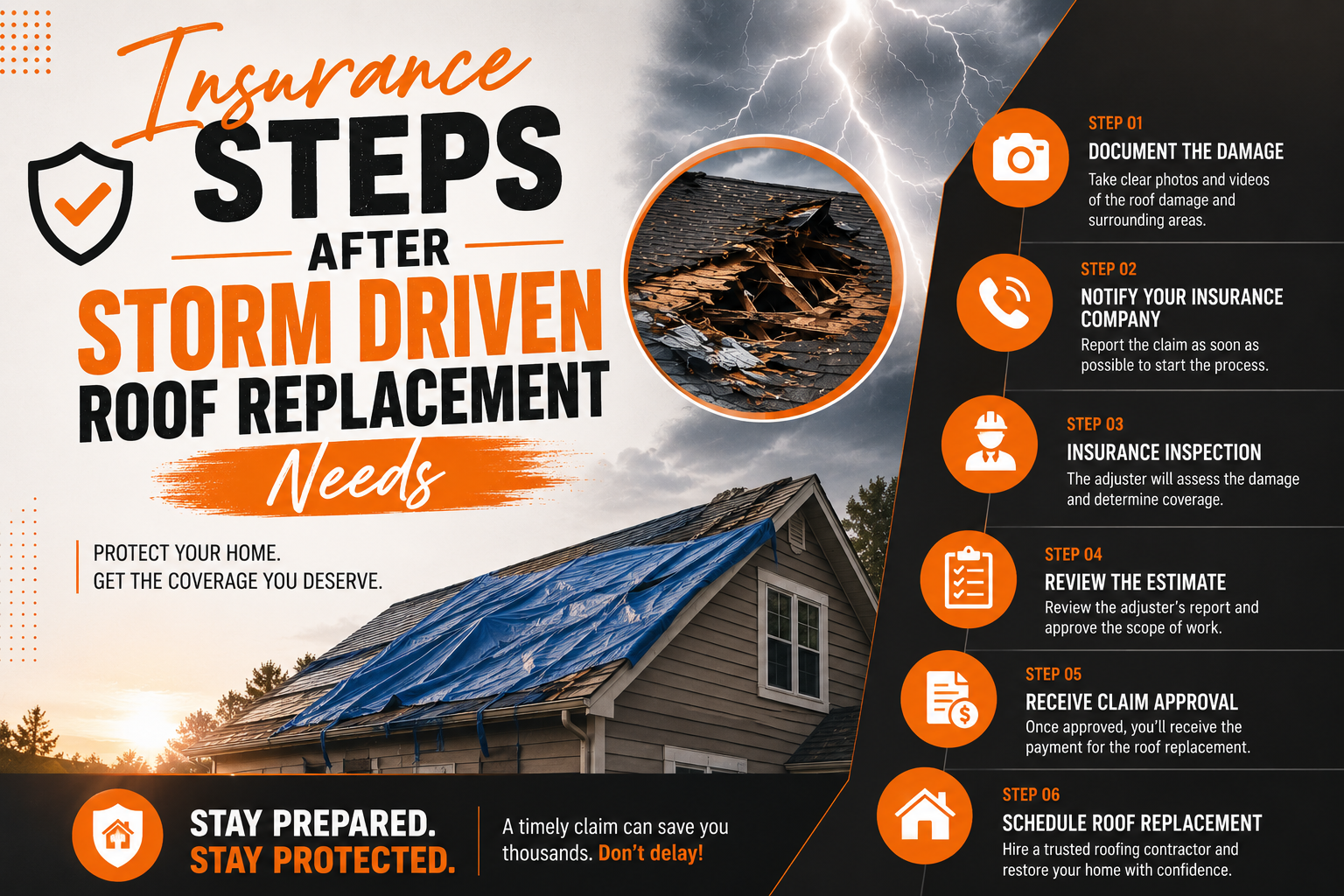 Insurance Steps After Storm Driven Roof Replacement Needs