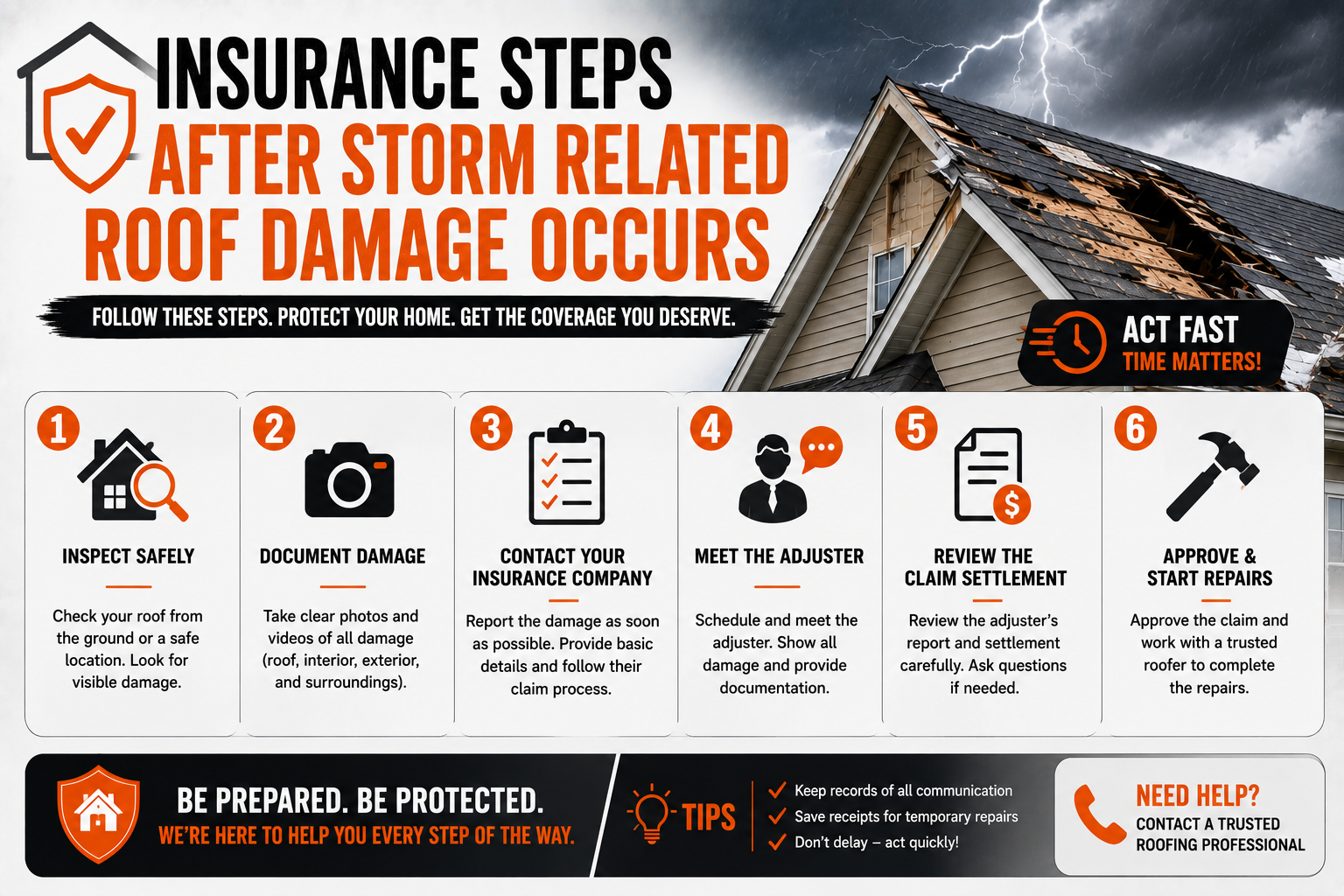 Insurance Steps After Storm Related Roof Damage Occurs