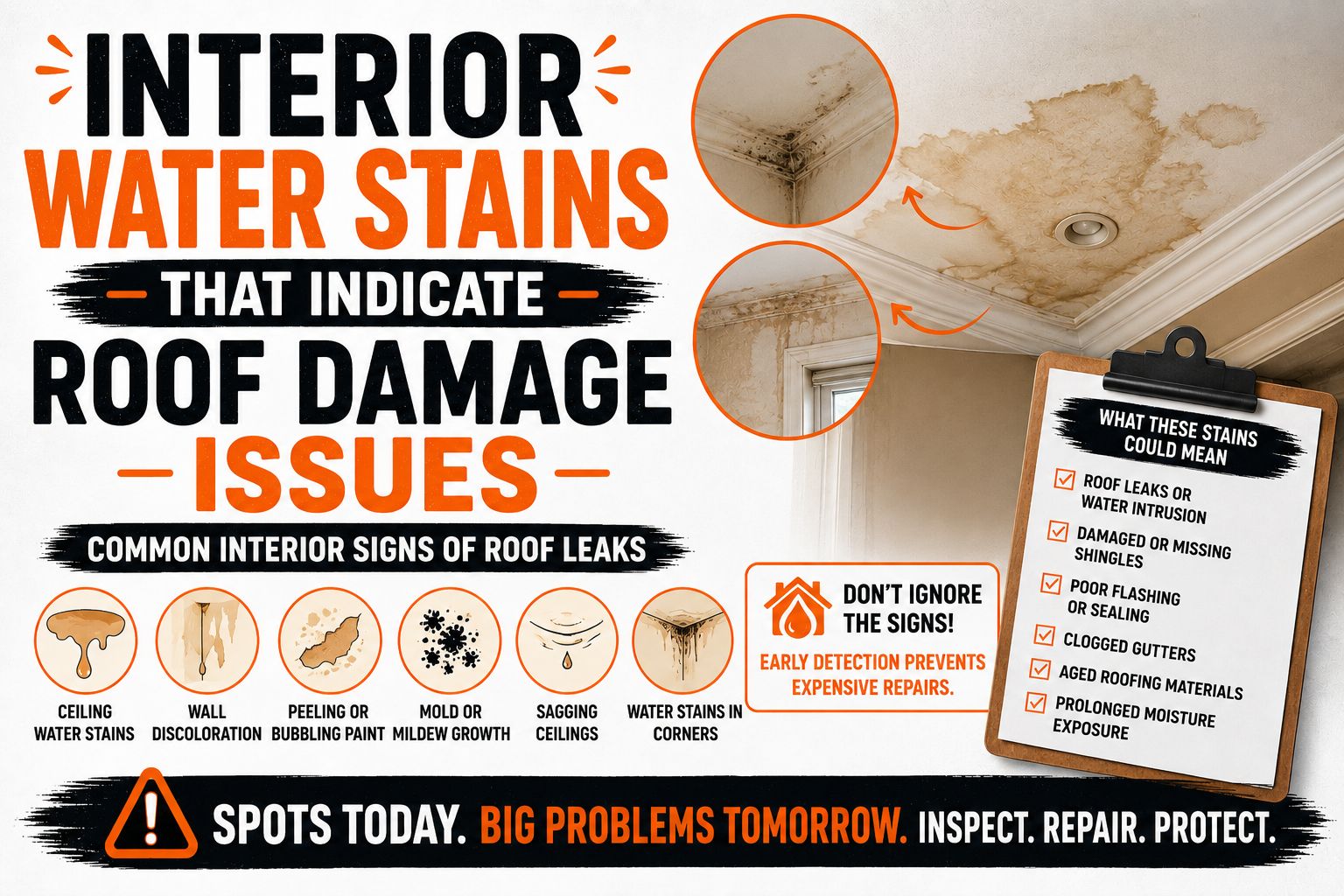 Interior Water Stains That Indicate Roof Damage Issues