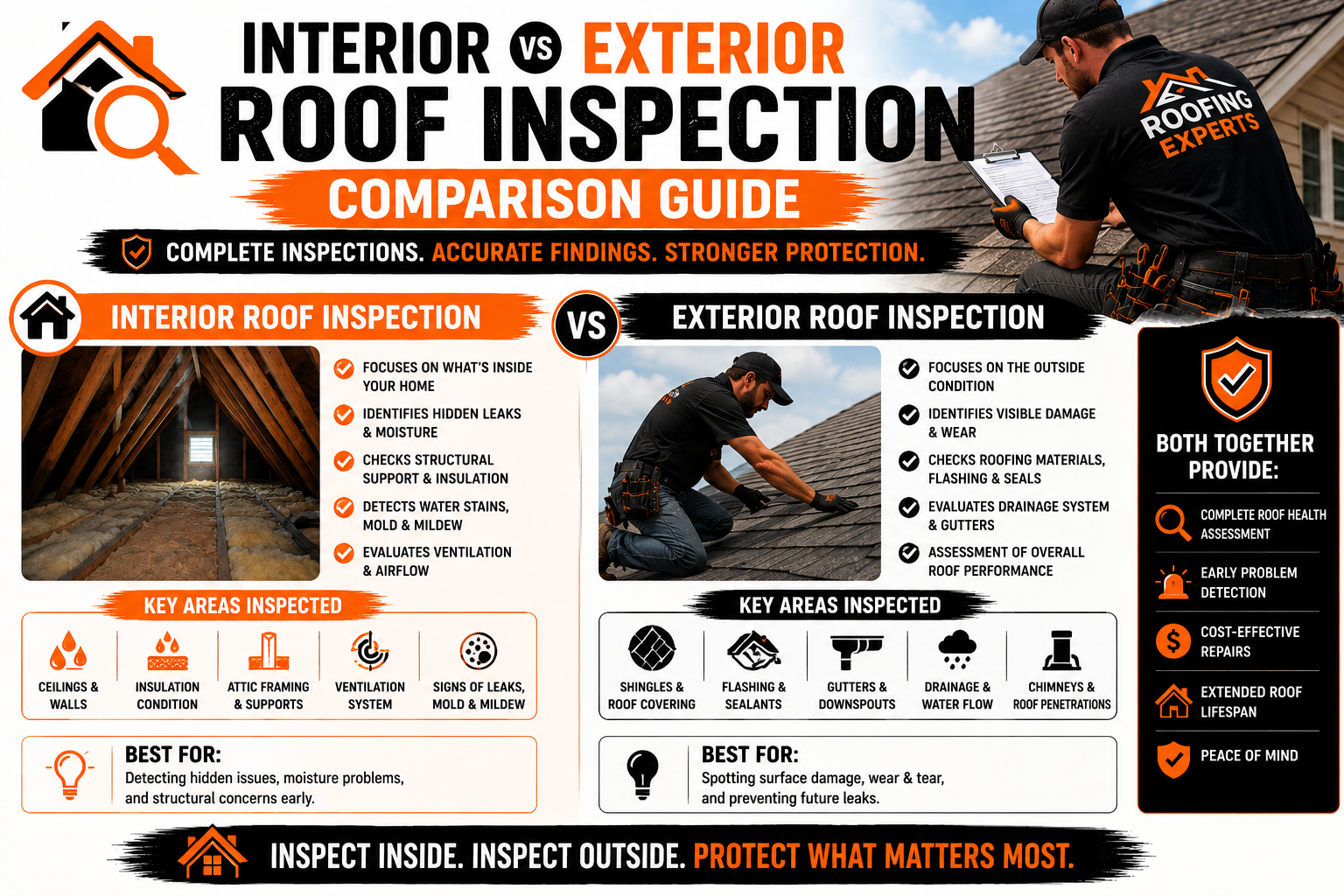 Interior vs Exterior Roof Inspection Comparison Guide