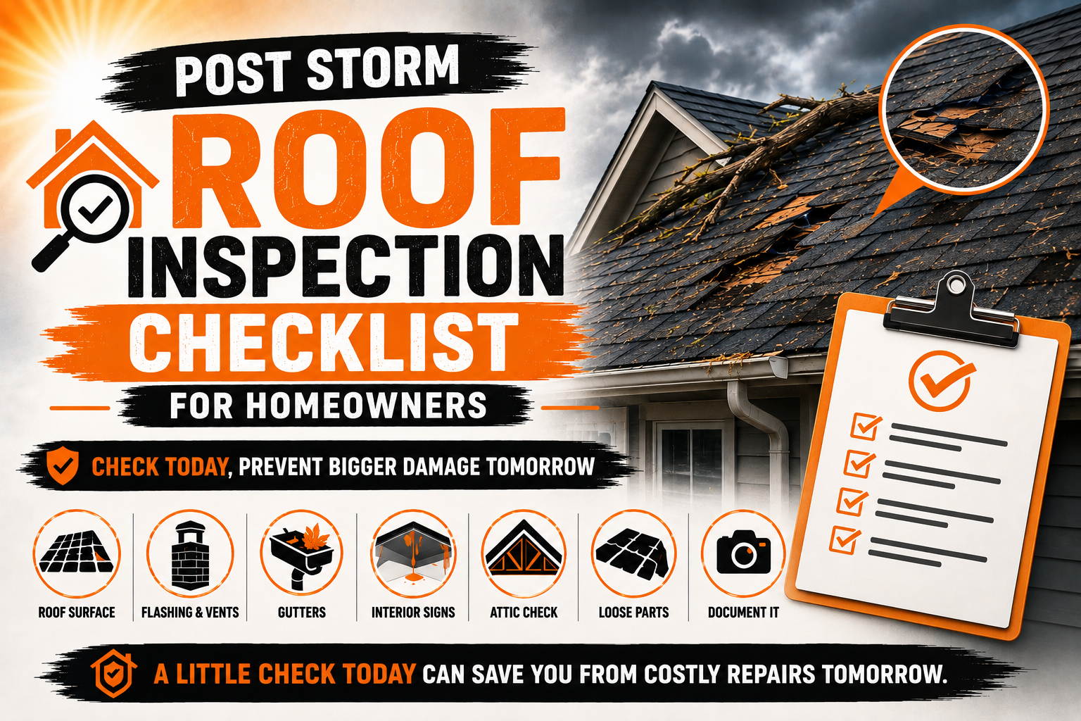 Post Storm Roof Inspection Checklist for Homeowners