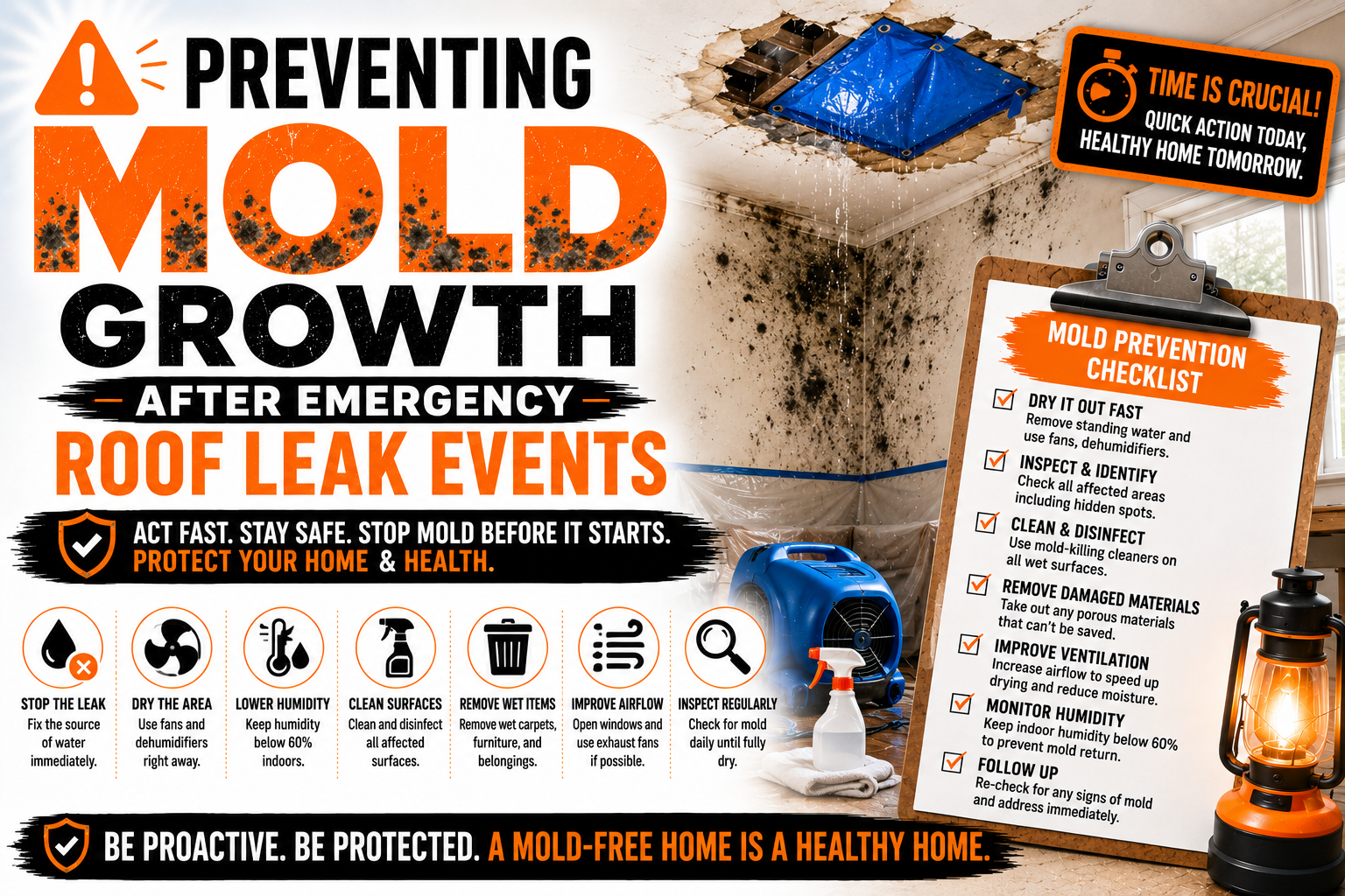 Preventing Mold Growth After Emergency Roof Leak Events