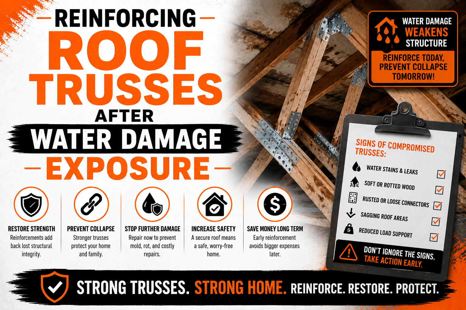Reinforcing Roof Trusses After Water Damage Exposure