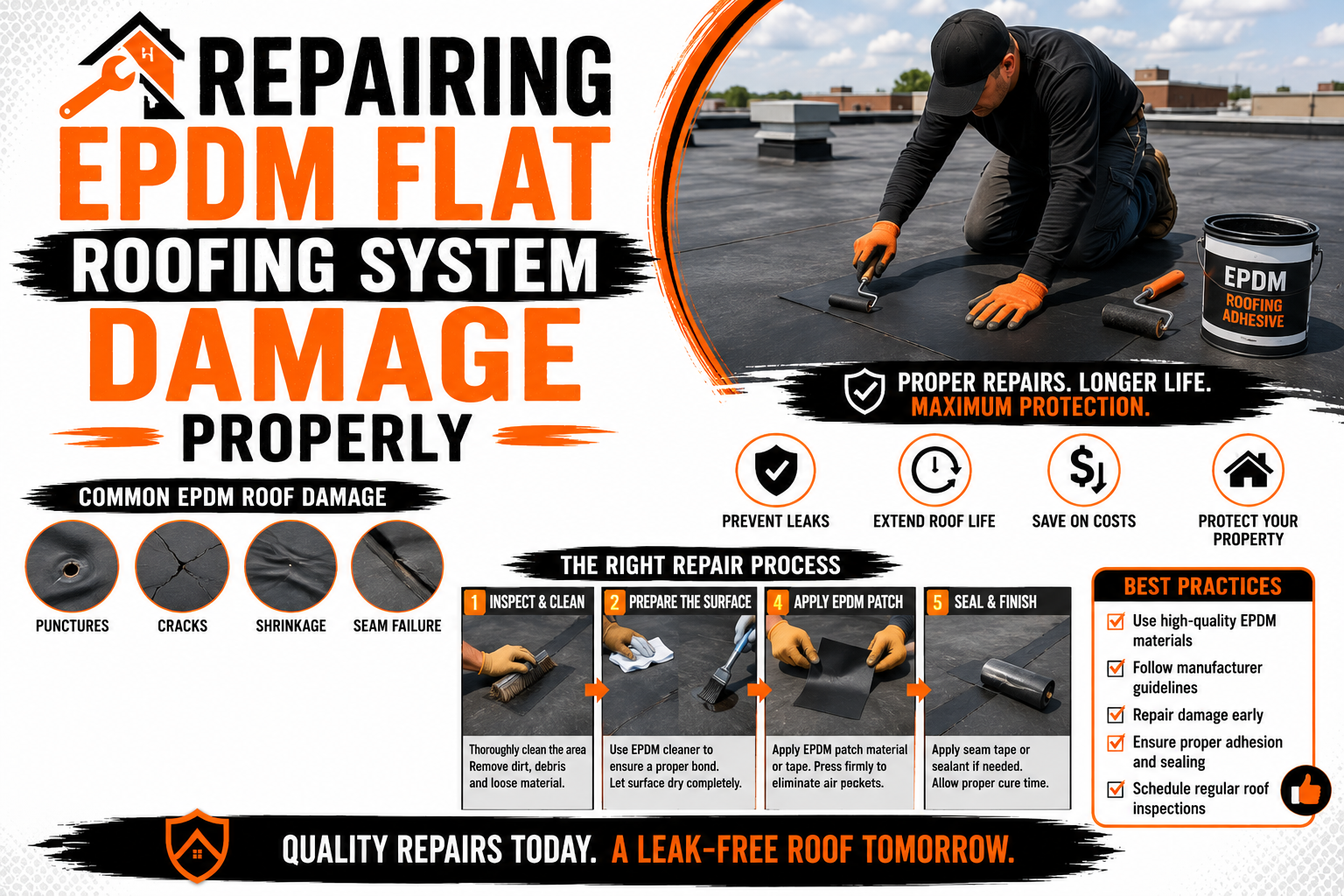 Repairing EPDM Flat Roofing System Damage Properly