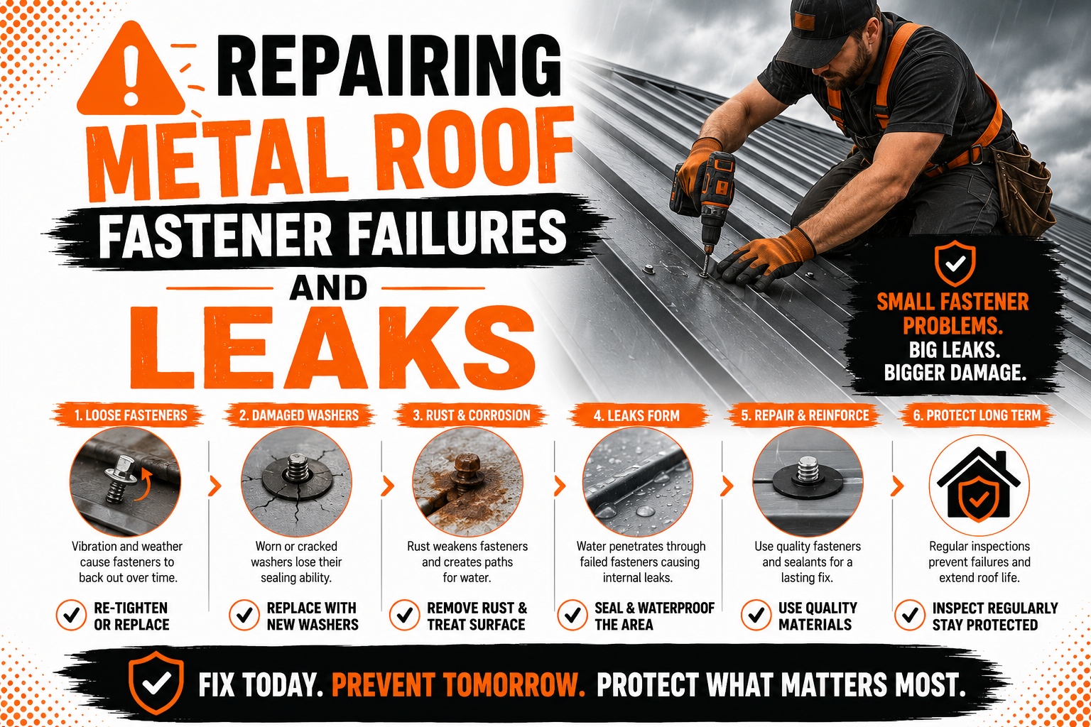 Repairing Metal Roof Fastener Failures and Leaks