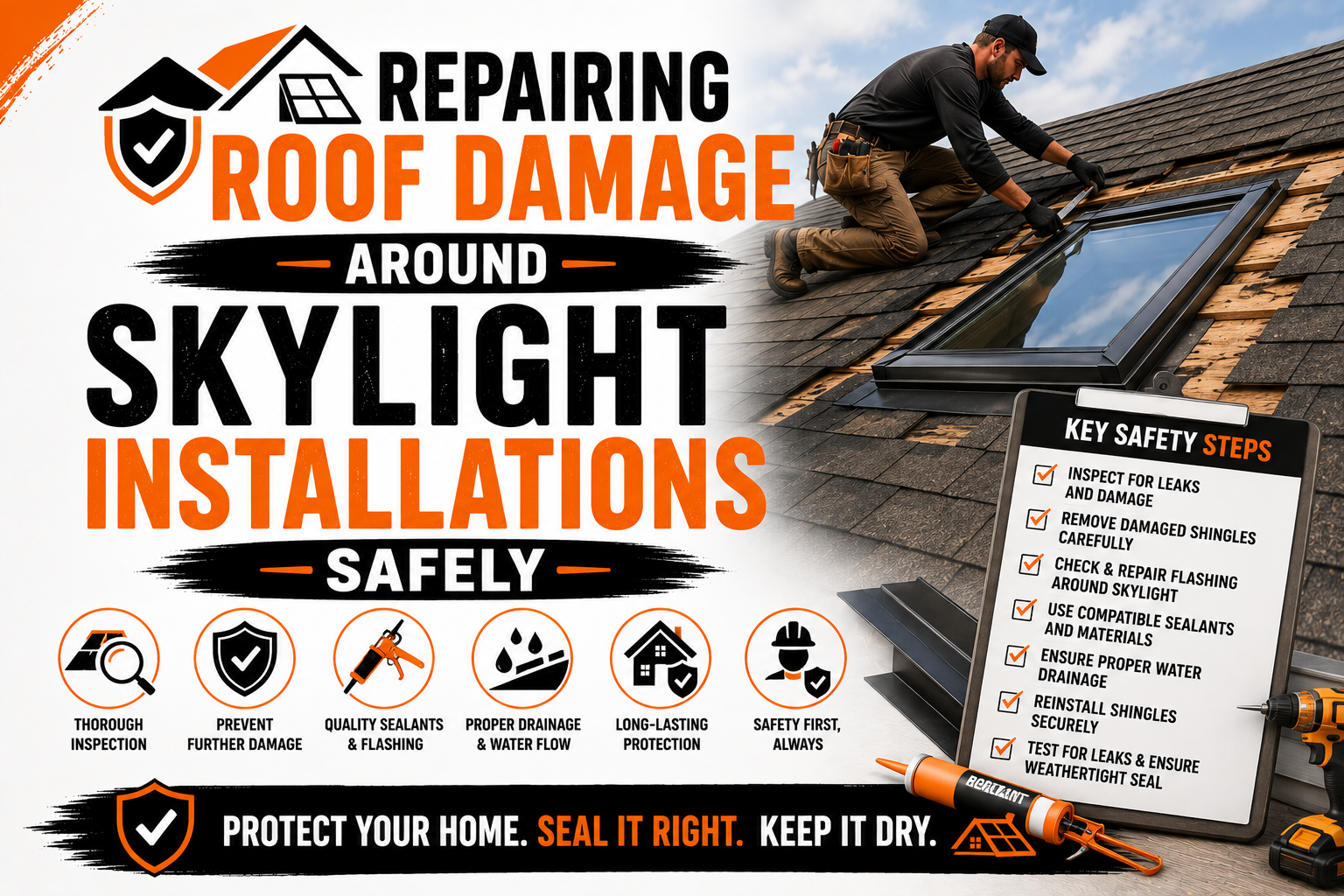 Repairing Roof Damage Around Skylight Installations Safely