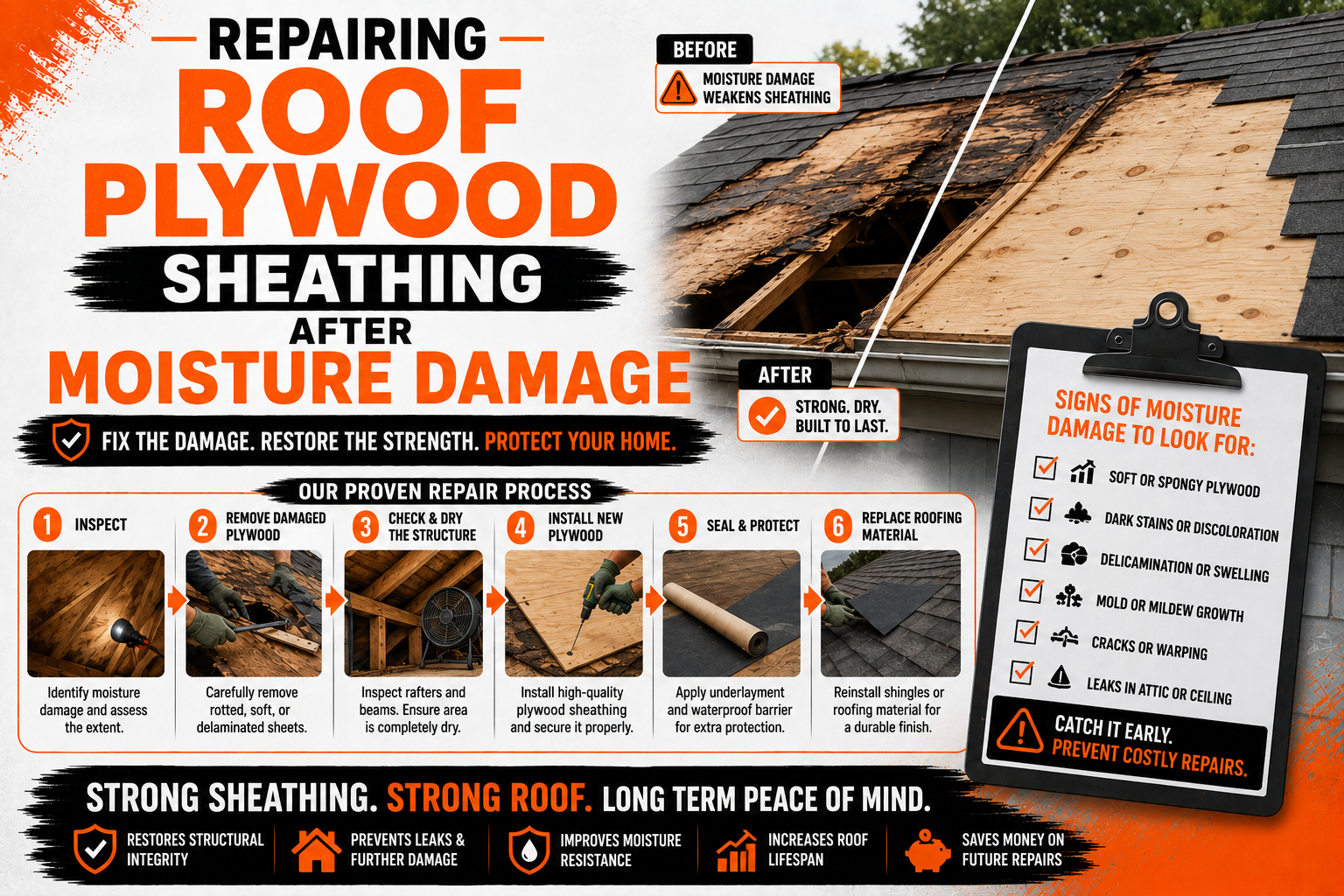 Repairing Roof Plywood Sheathing After Moisture Damage