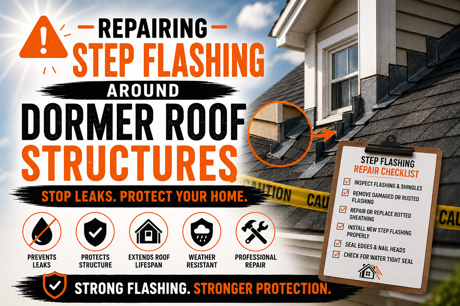 Repairing Step Flashing Around Dormer Roof Structures