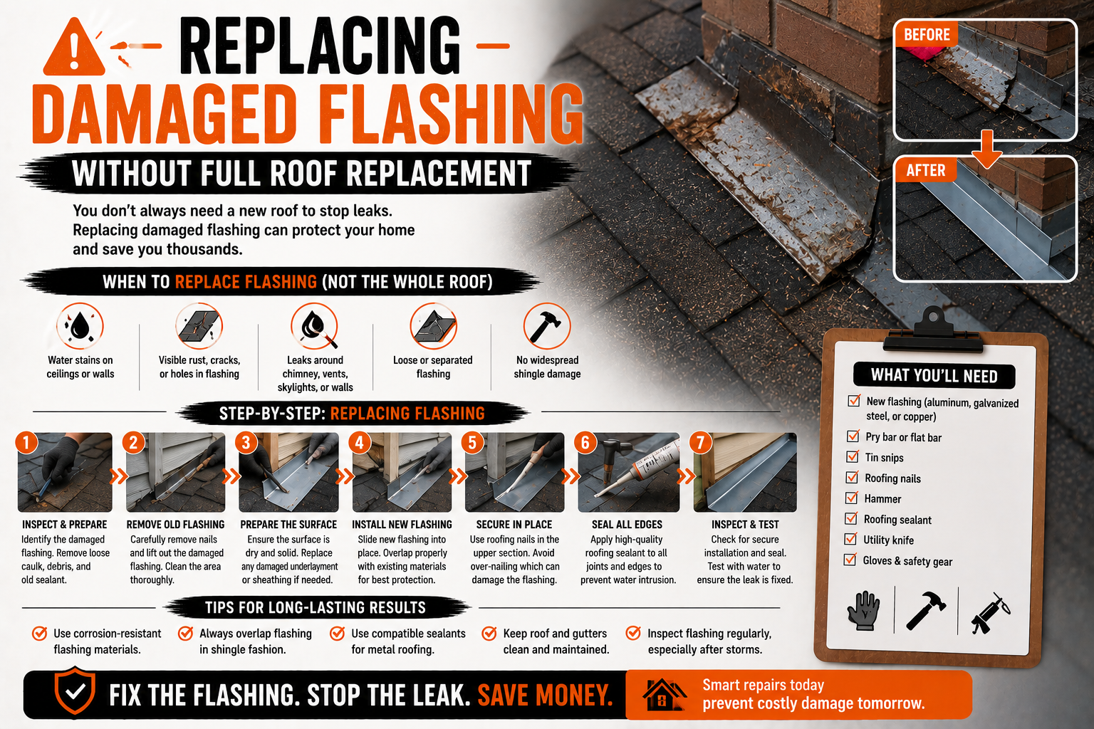 Replacing Damaged Flashing Without Full Roof Replacement