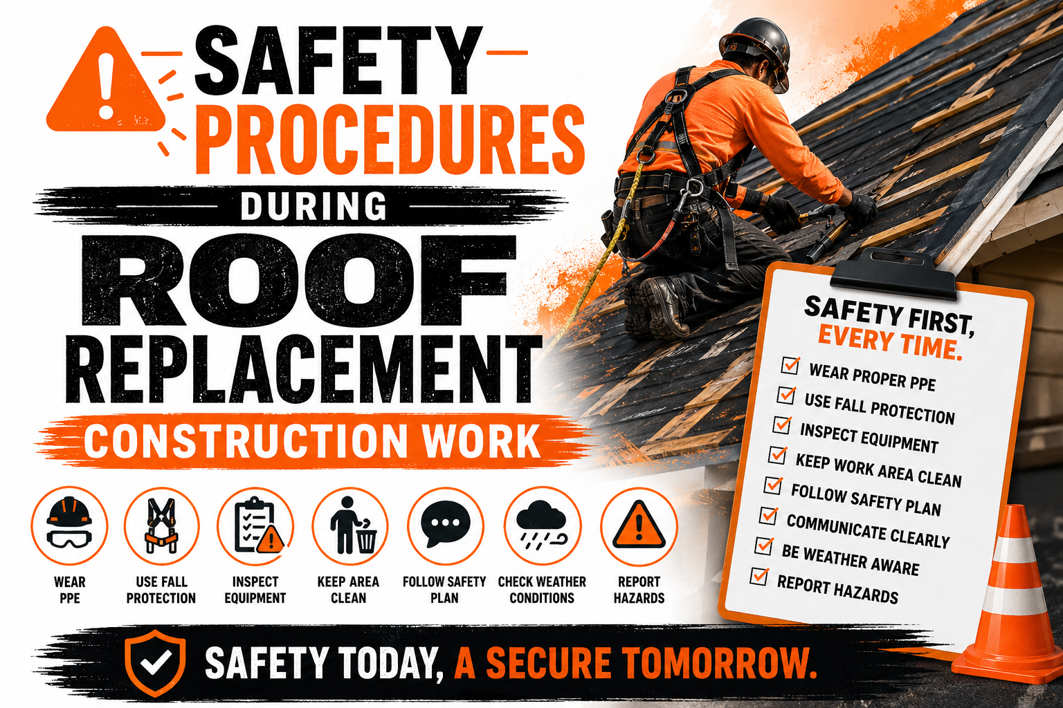 Safety Procedures During Roof Replacement Construction Work