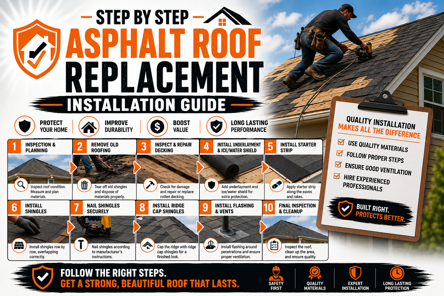 Step by Step Asphalt Roof Replacement Installation Guide
