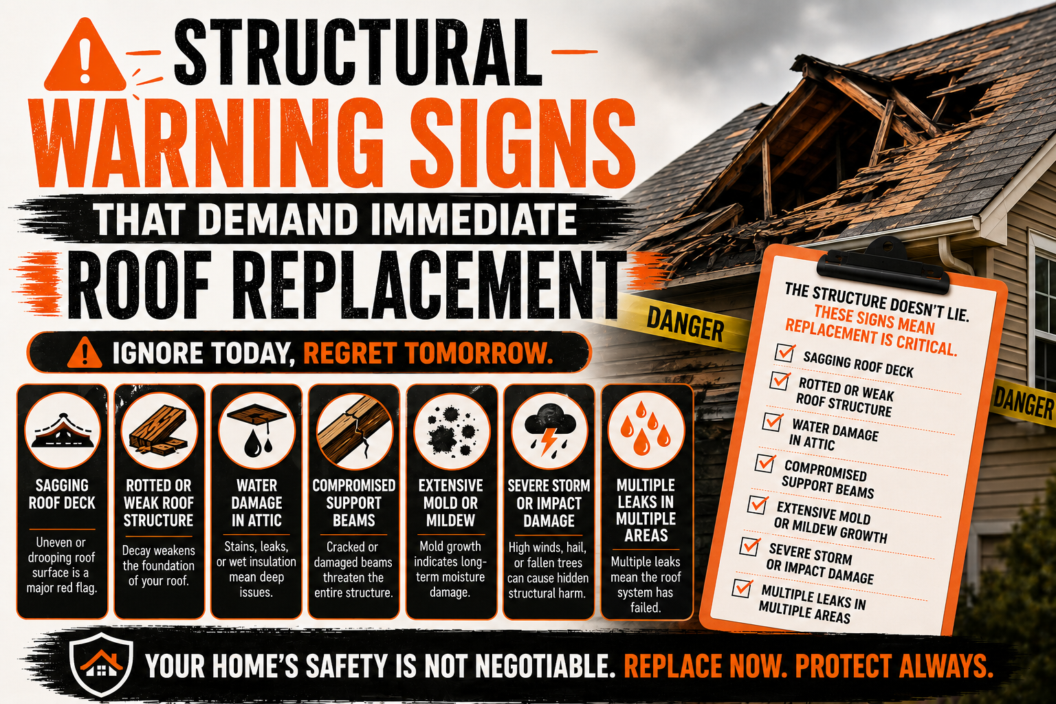 Structural Warning Signs That Demand Immediate Roof Replacement