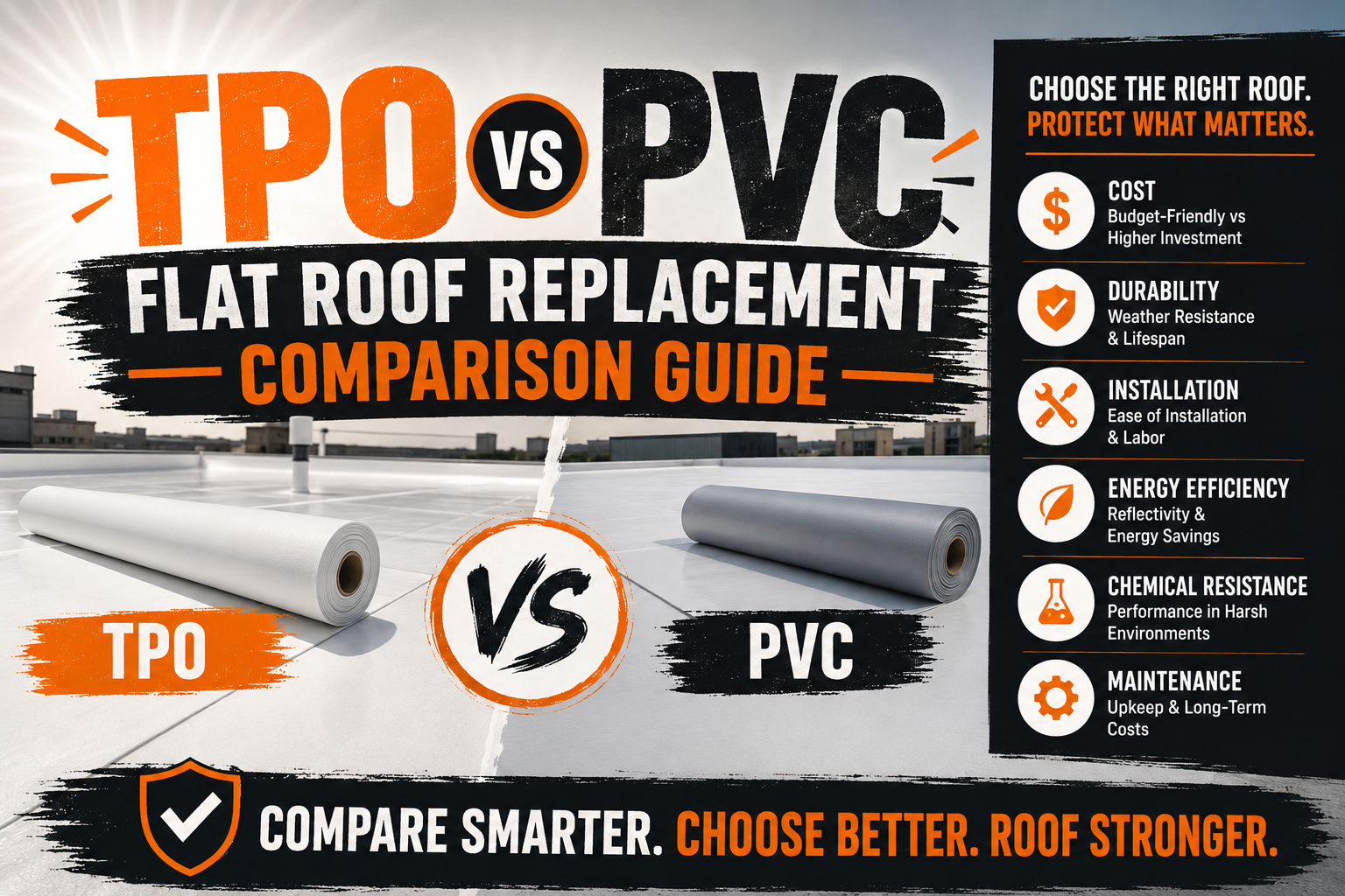 TPO vs PVC Flat Roof Replacement Comparison Guide