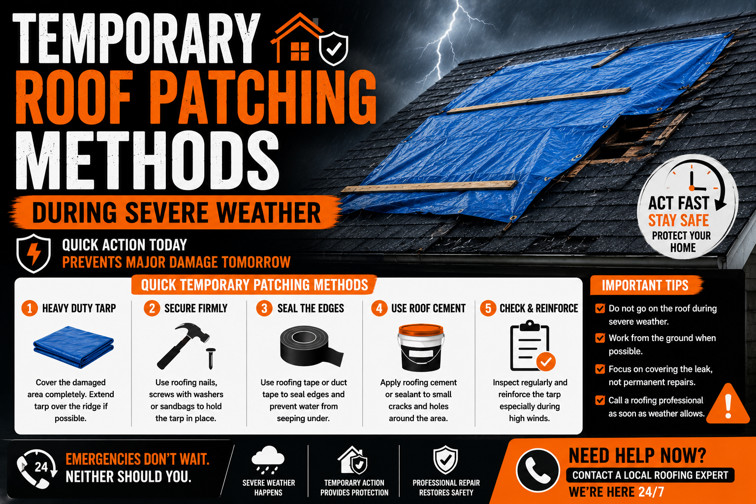 Temporary Roof Patching Methods During Severe Weather