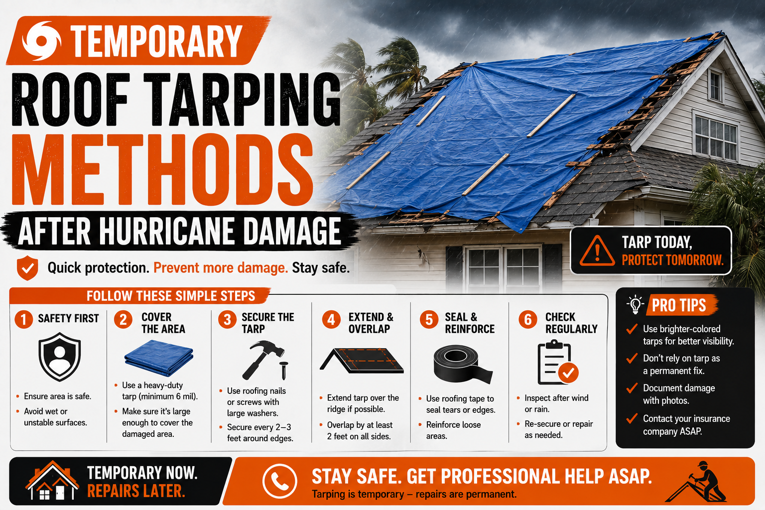 Temporary Roof Tarping Methods After Hurricane Damage