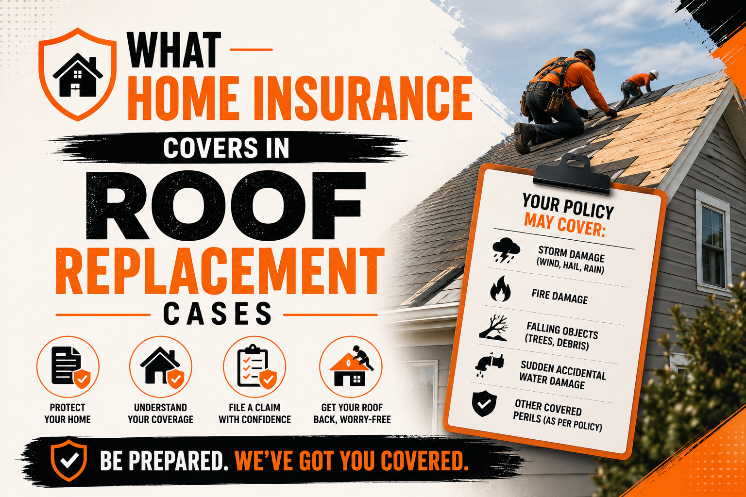 What Home Insurance Covers in Roof Replacement Cases