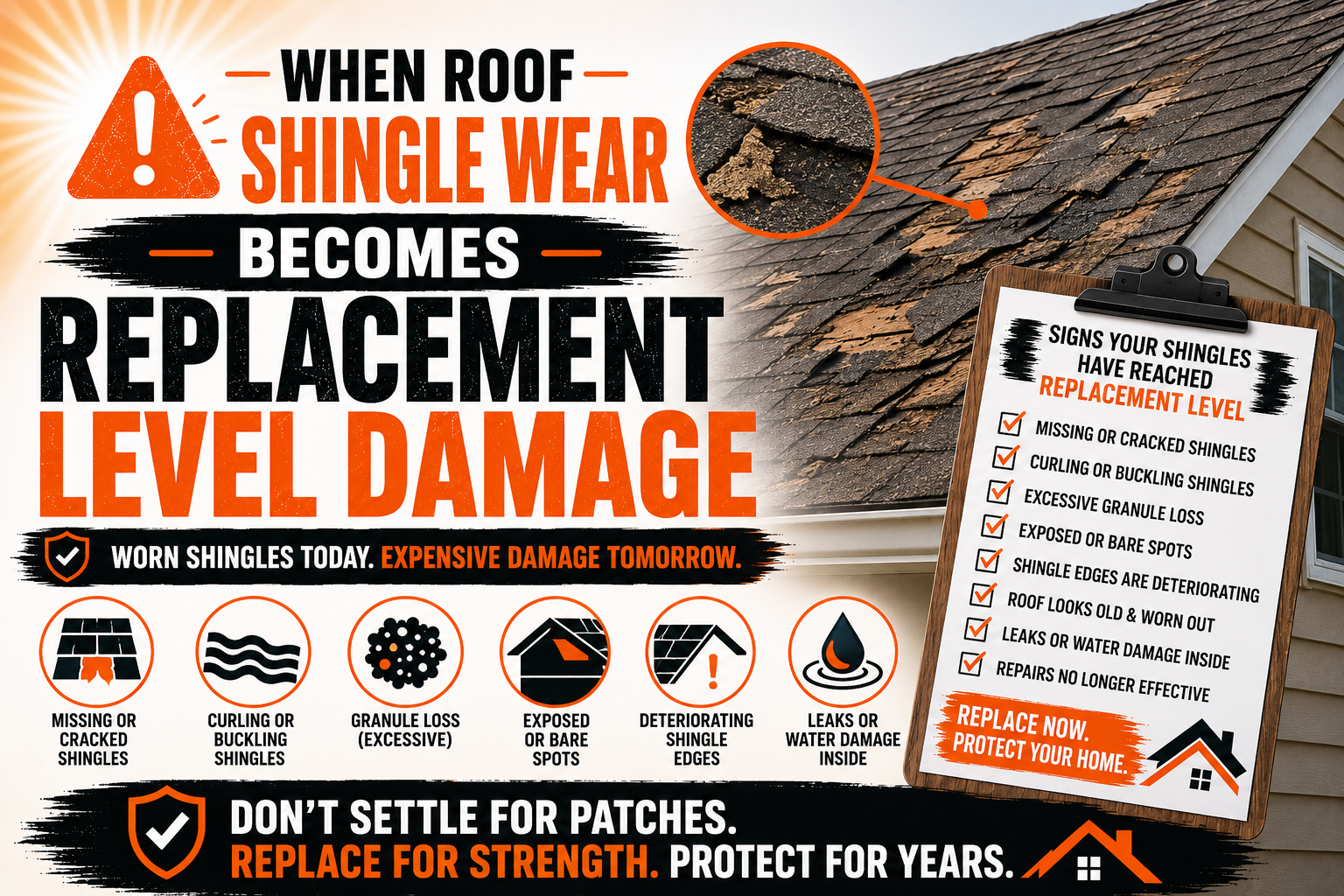 When Roof Shingle Wear Becomes Replacement Level Damage