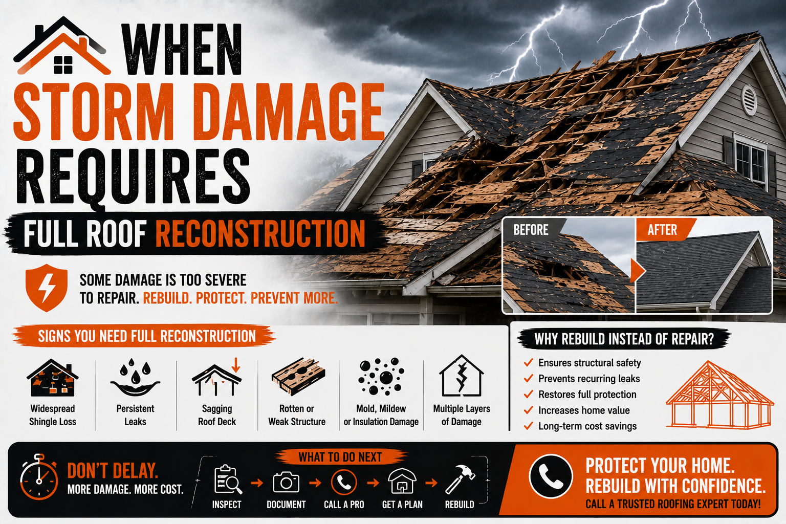 When Storm Damage Requires Full Roof Reconstruction