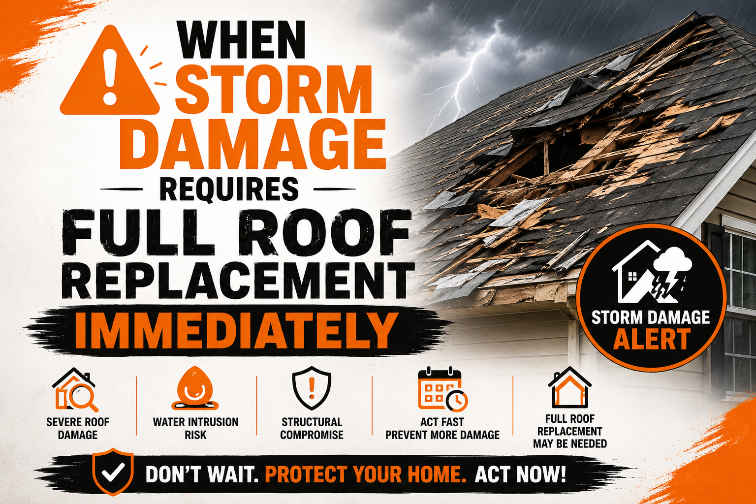 When Storm Damage Requires Full Roof Replacement Immediately