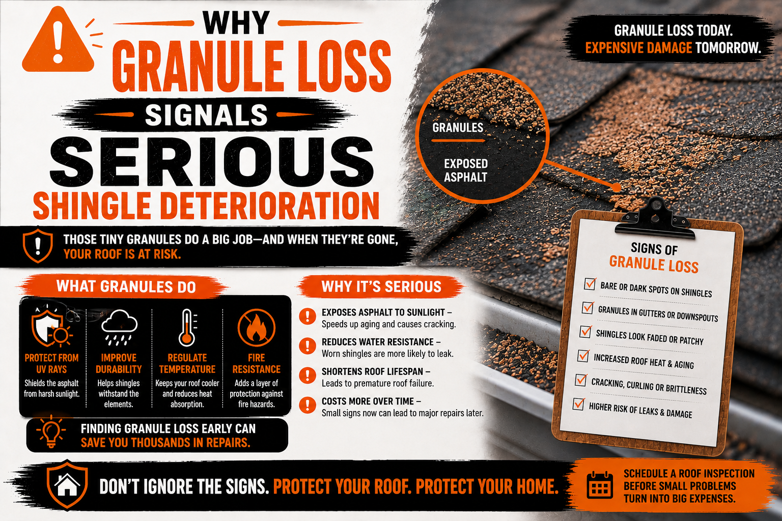 Why Granule Loss Signals Serious Shingle Deterioration