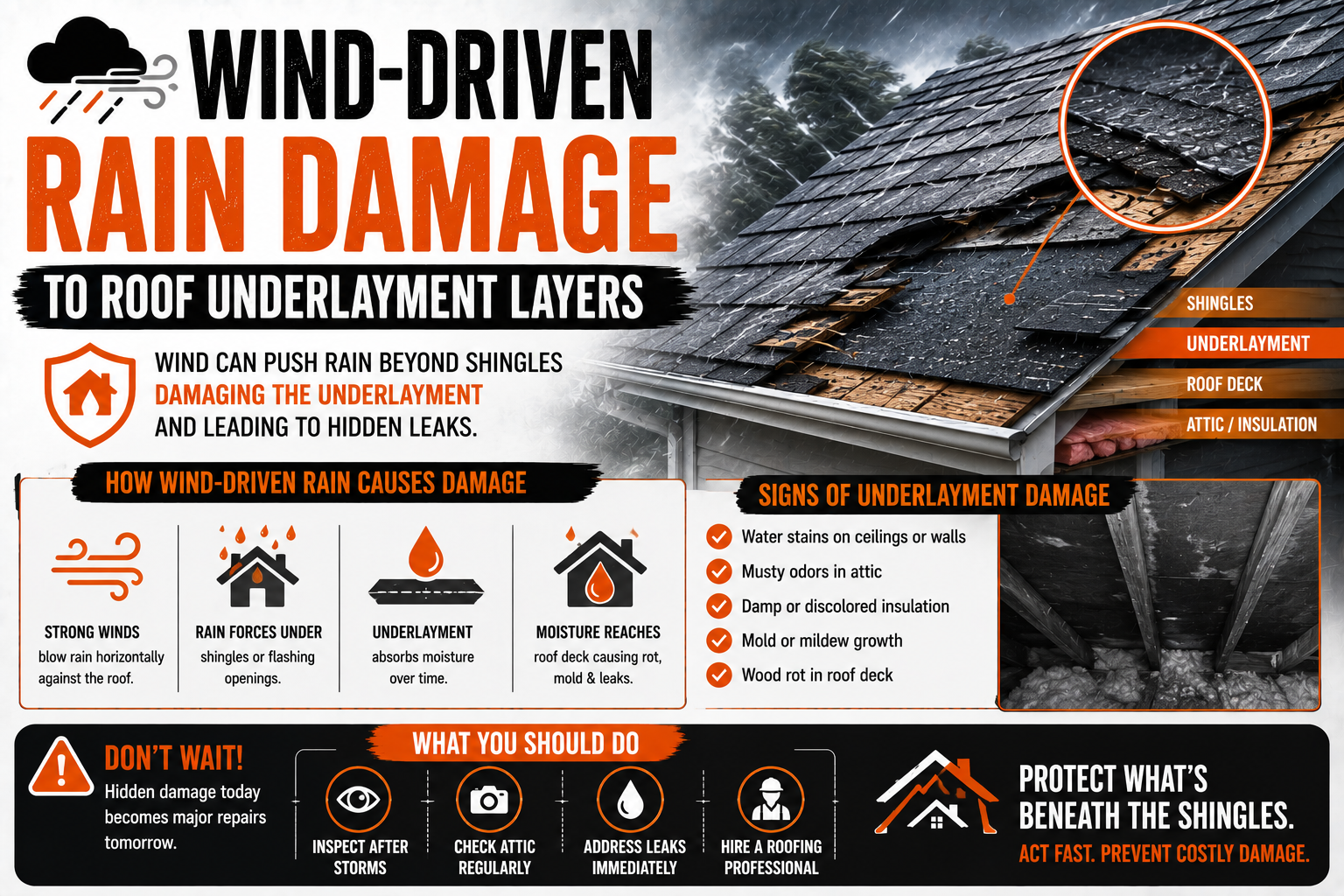 Wind Driven Rain Damage to Roof Underlayment Layers