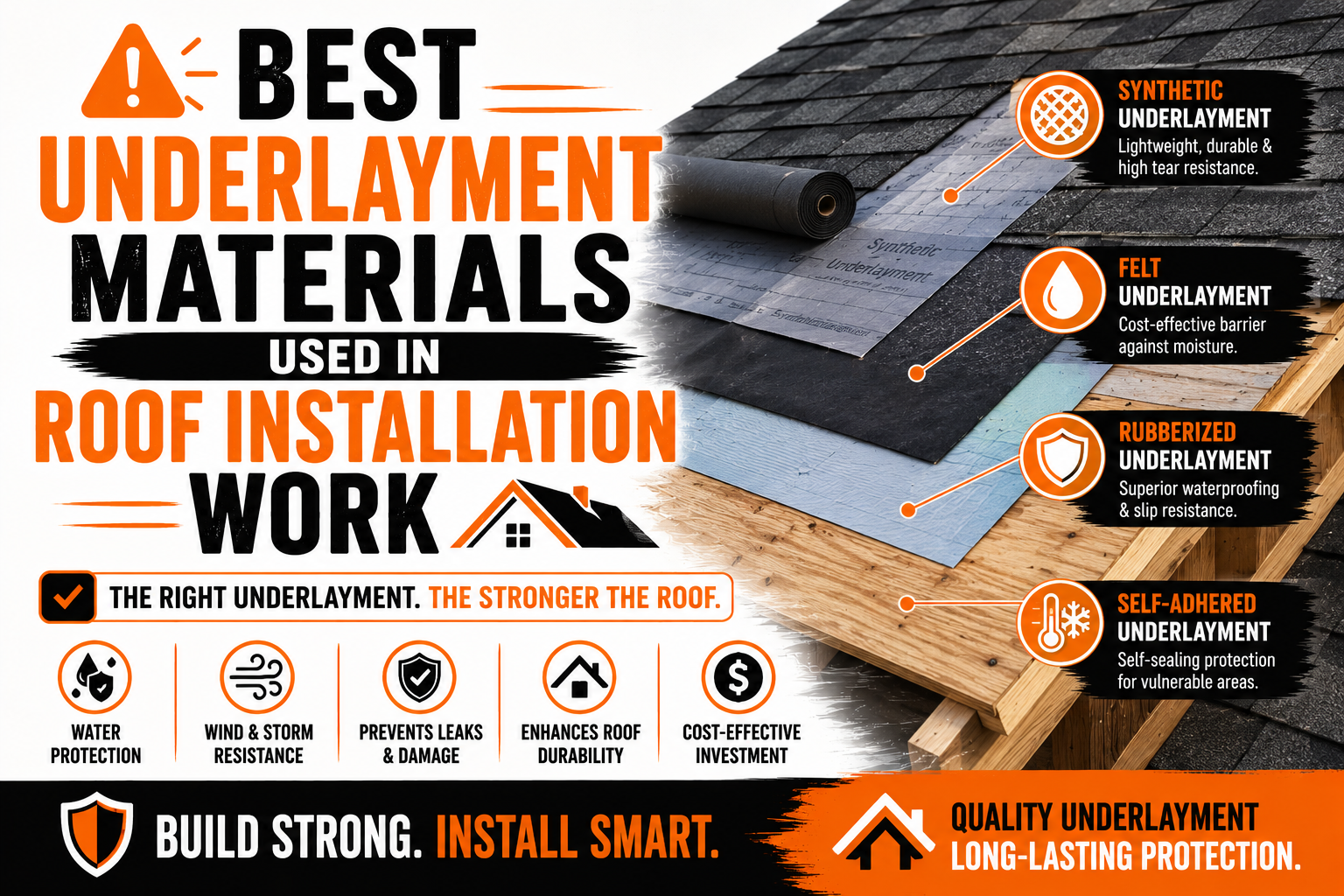 Best Underlayment Materials Used in Roof Installation Work
