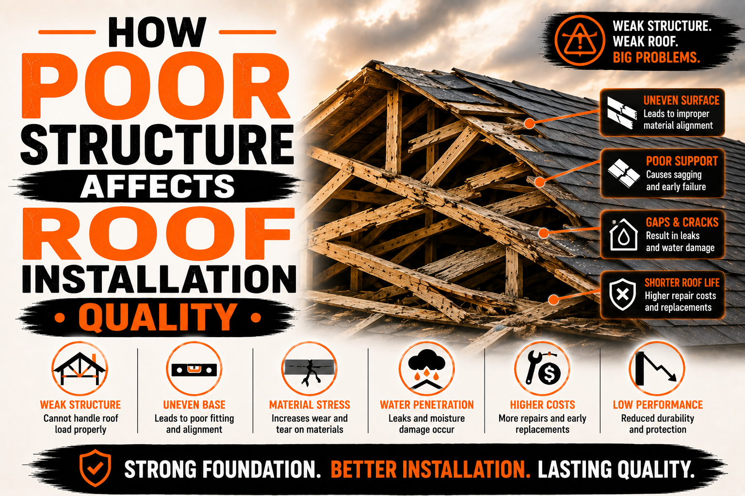 How Poor Structure Affects Roof Installation Quality